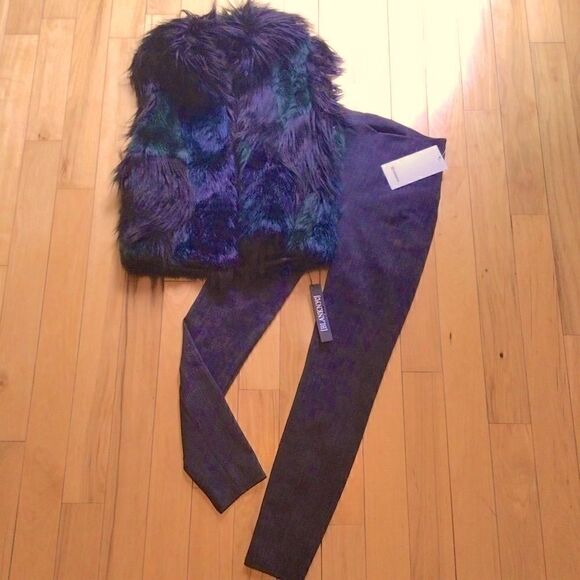 BLANK NYC PLUSH FAUX FUR VEST M NWT BLUE/BLACK COLOR BLEND - Picture 3 of 15